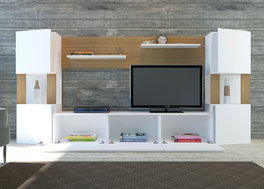 Hanah Home Lore Mueble de TV Blanco y Teca
